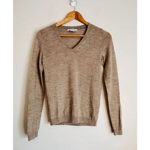 Lacoste Womens XXS V Neck Merino Wool Long Sleeve Sweater